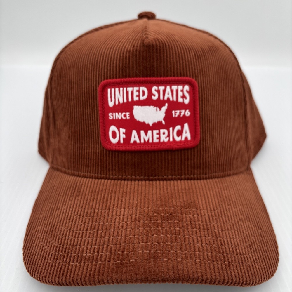 Local Crowns Hat Corduroy Rust USA 1776 Adjustable Patriotic Mens Baseball Cap